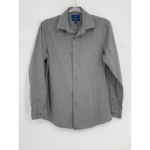 Apt. 9 Mens Premier Flex Slim Dress Shirt Grey Long Sleeve Sz S 14-14.5 32/33